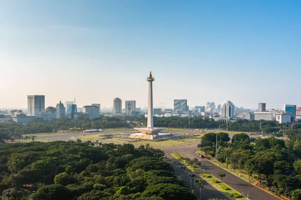 Aerial view of Merdeka square in Jakarta